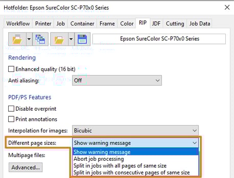 Different page sizes_border