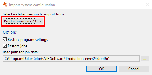 Import system configuration