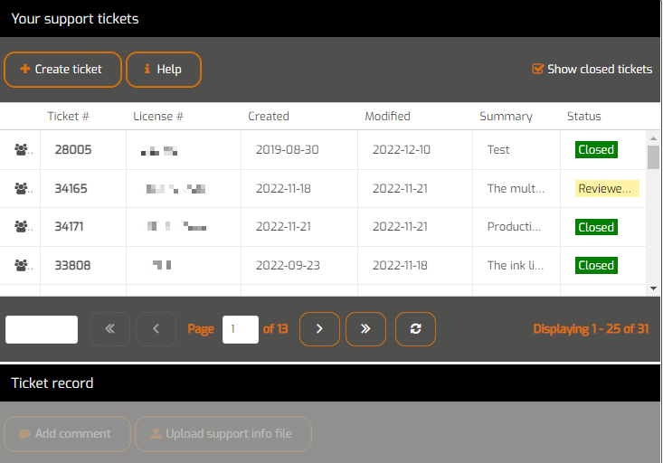 ColorGATE Web Support - Creating Web tickets